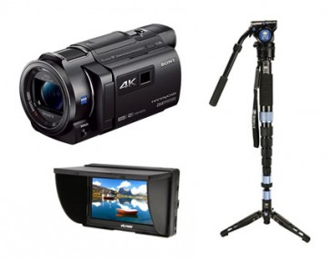 Sony FDR-AXP35 4K Camcorder + Sirui Monopod + 5' LCD Monitor - Sony