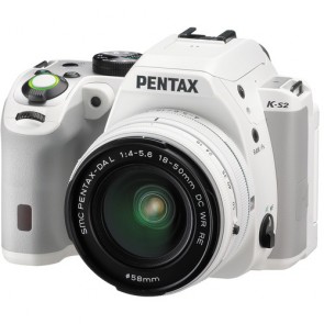 Pentax K-S2 DSLR Camera (White) with DC 18-50mm WR Lens