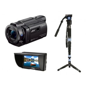 Sony FDR-AXP35 4K Camcorder + Sirui Monopod + 5' LCD Monitor