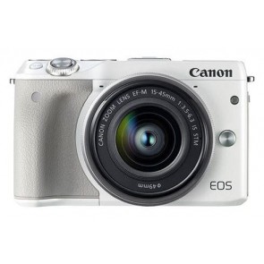 Canon EOS M3 with 15-45mm & 55-200mm Lenses (White)